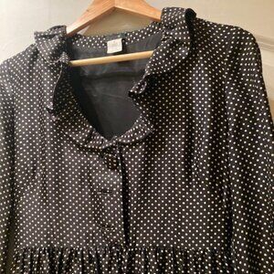 JCrew silk black and white polka dot dress